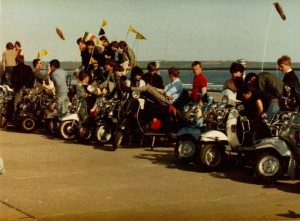 Mod revivalists line up along the Prom in Tramore in 1982. Source: irishjacks80s.web.com